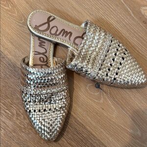 Sam Edelman Gold Woven Women's Mules